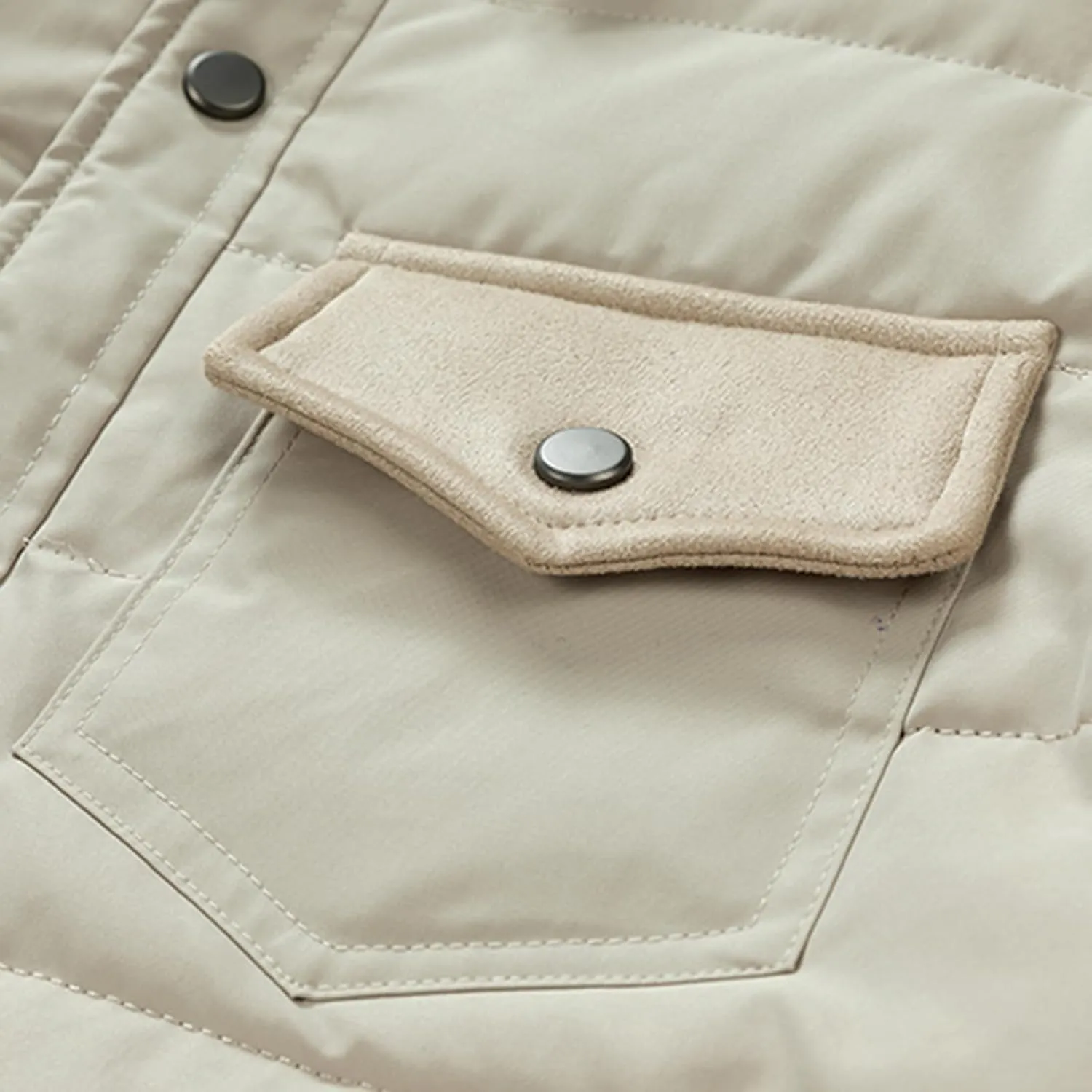 Zeiyignr Men's Padded Down Jackets Winter Button Down Fleece Outwear Casual Windproof Sherpa Lined Lightweight Puffer Coats