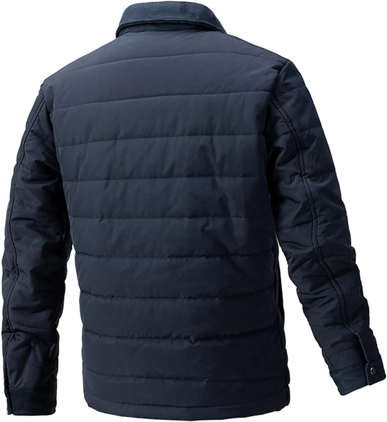 Zeiyignr Men's Padded Down Jackets Winter Button Down Fleece Outwear Casual Windproof Sherpa Lined Lightweight Puffer Coats