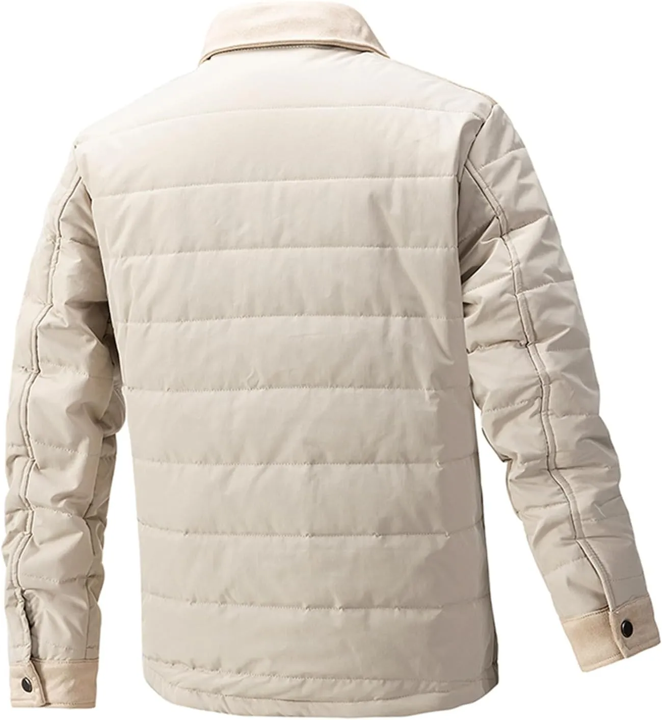Zeiyignr Men's Padded Down Jackets Winter Button Down Fleece Outwear Casual Windproof Sherpa Lined Lightweight Puffer Coats