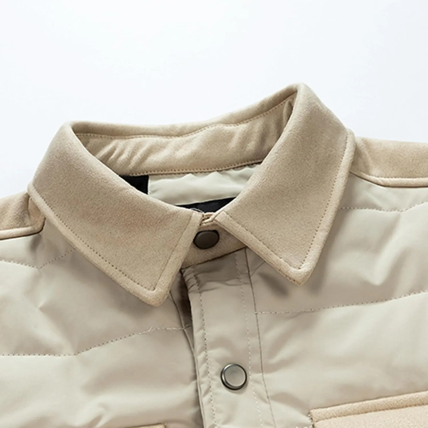 Zeiyignr Men's Padded Down Jackets Winter Button Down Fleece Outwear Casual Windproof Sherpa Lined Lightweight Puffer Coats
