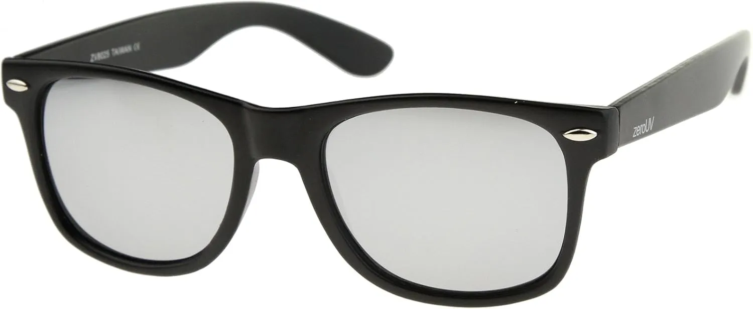 zeroUV - Classic Colored Mirror Lens Square Horn Rimmed Sunglasses for Men Women