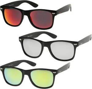 zeroUV - Classic Colored Mirror Lens Square Horn Rimmed Sunglasses for Men Women