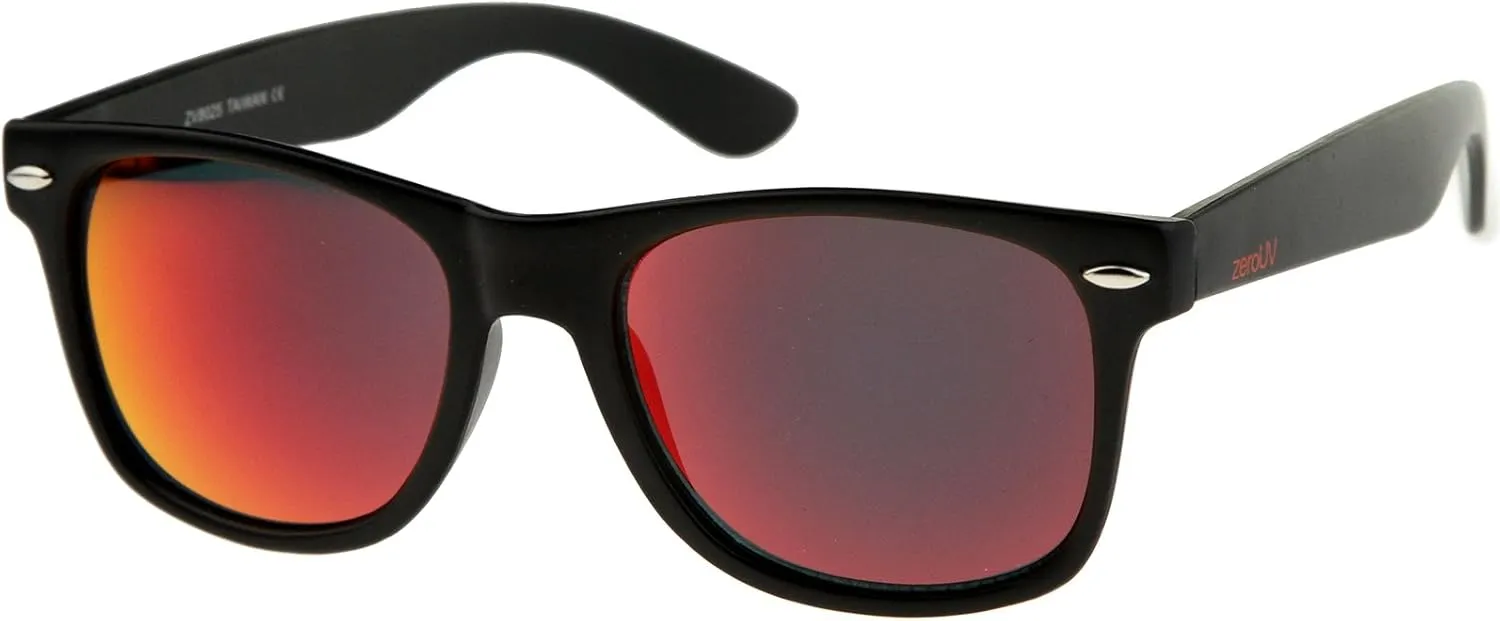 zeroUV - Classic Colored Mirror Lens Square Horn Rimmed Sunglasses for Men Women