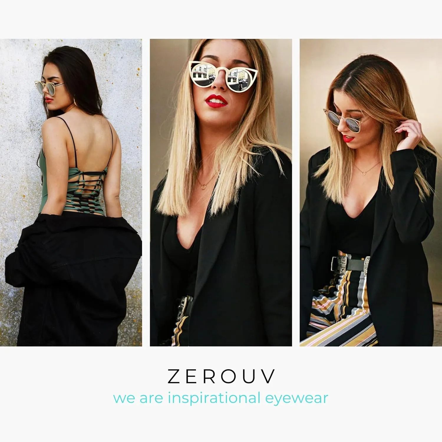 zeroUV Womens Fashion Round Metal Cut-Out Flash Mirror Lens Cat Eye Sunglasses