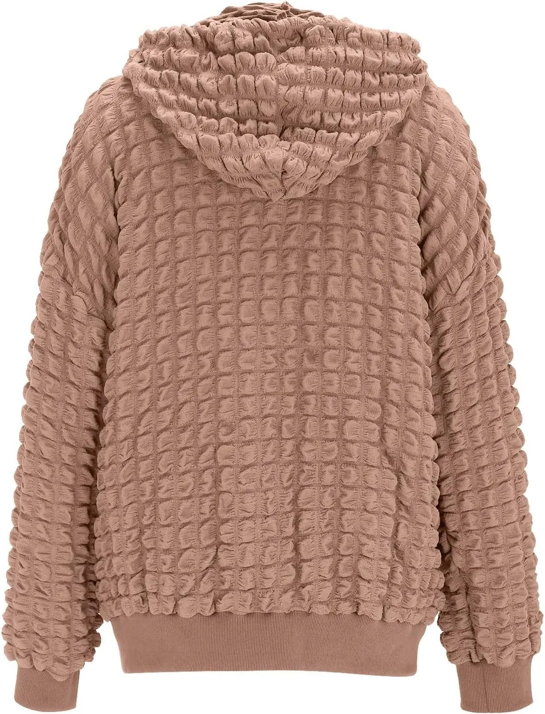 ZYXTIM Women's Cute Hoodies Teen Girl Fall Jacket Waffle Textured Oversized Sweatshirts Casual Zip Up Y2K Hoodie with Pocket