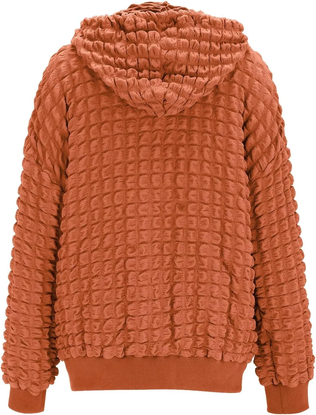 ZYXTIM Women's Cute Hoodies Teen Girl Fall Jacket Waffle Textured Oversized Sweatshirts Casual Zip Up Y2K Hoodie with Pocket