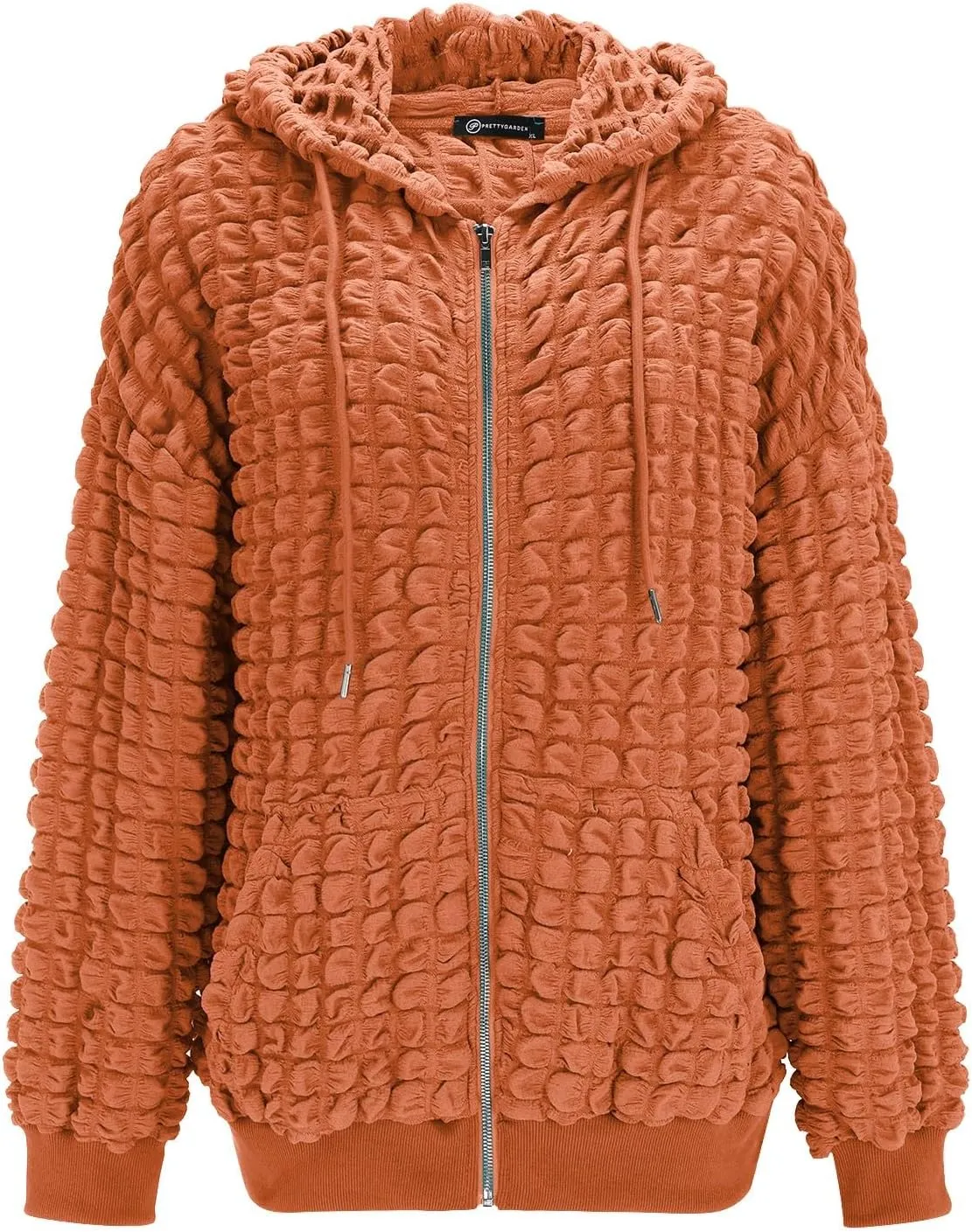 ZYXTIM Women's Cute Hoodies Teen Girl Fall Jacket Waffle Textured Oversized Sweatshirts Casual Zip Up Y2K Hoodie with Pocket
